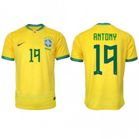 Brazilië Antony #19 Thuis tenue WK 2022 Mensen Korte Mouw