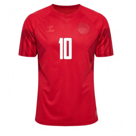 Denemarken Christian Eriksen #10 Thuis tenue Mensen WK 2022 Korte Mouw-1