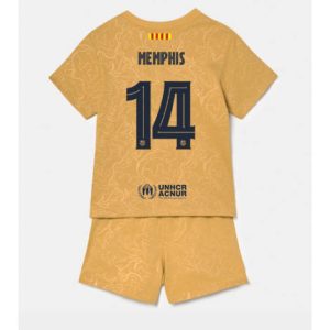 Kids Barcelona Memphis Depay #14 Uit tenue 2022-23 Korte Mouw (+ Korte broeken)