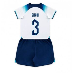 Kids Engeland Luke Shaw #3 Thuis tenue WK 2022 Korte Mouw (+ Korte broeken)