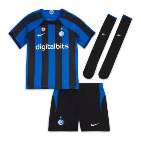 Kids Inter Milan Lautaro Martinez #10 Thuis tenue 2022-23 Korte Mouw (+ Korte broeken)