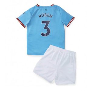 Kids Manchester City Ruben Dias #3 Thuis tenue 2022-23 Korte Mouw (+ Korte broeken)