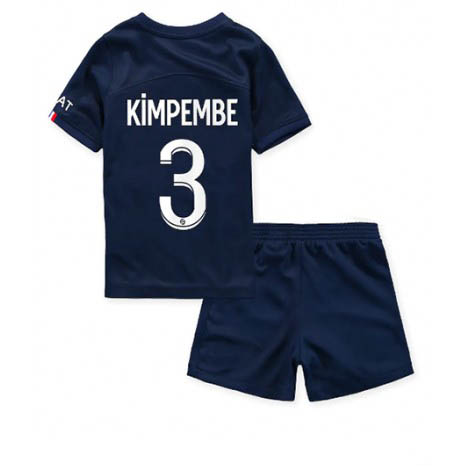Kids Paris Saint-Germain Presnel Kimpembe #3 Thuis tenue 2022-23 Korte Mouw (+ Korte broeken)