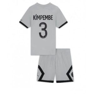 Kids Paris Saint-Germain Presnel Kimpembe #3 Uit tenue 2022-23 Korte Mouw (+ Korte broeken)
