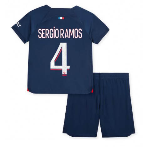 Kids Paris Saint-Germain Sergio Ramos #4 Thuis tenue 2023-24 Korte Mouw (+ Korte broeken)