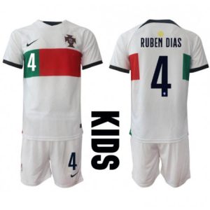 Kids Portugal Ruben Dias #4 Uit tenue WK 2022 Korte Mouw (+ Korte broeken)