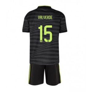 Kids Real Madrid Federico Valverde #15 Derde tenue 2022-23 Korte Mouw (+ Korte broeken)