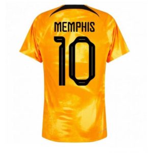 Nederland Memphis Depay #10 Thuis tenue Mensen WK 2022 Korte Mouw