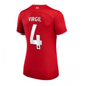 Dames Liverpool Virgil van Dijk #4 Thuis tenue 2023-24 Korte Mouw