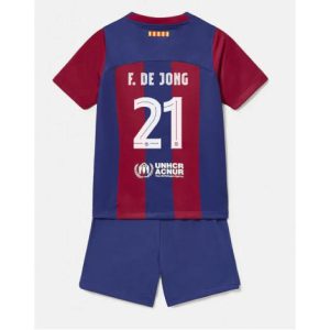 Kids Barcelona Frenkie de Jong #21 Thuis tenue 2023-24 Korte Mouw (+ Korte broeken)