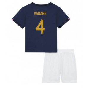 Kids Frankrijk Raphael Varane #4 Thuis tenue WK 2022 Korte Mouw (+ Korte broeken)