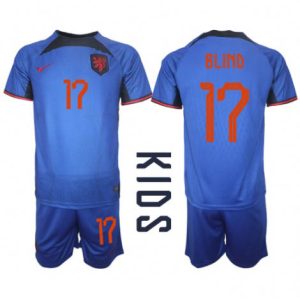 Kids Nederland Daley Blind #17 Uit tenue WK 2022 Korte Mouw (+ Korte broeken)
