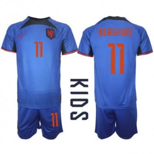 Kids Nederland Steven Berghuis #11 Uit tenue WK 2022 Korte Mouw (+ Korte broeken)