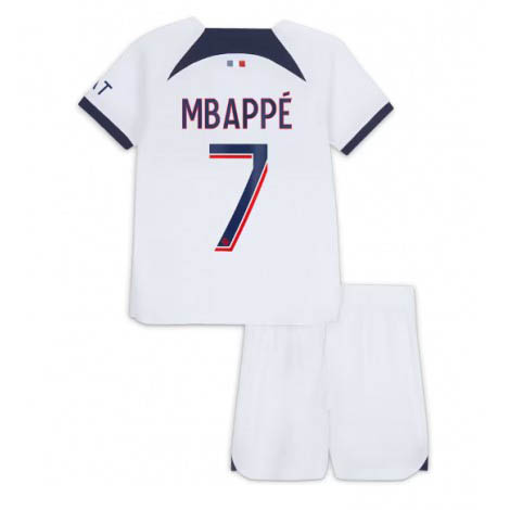 Kids Paris Saint-Germain Kylian Mbappe #7 Uit tenue 2023-24 Korte Mouw (+ Korte broeken)
