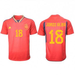 Spanje Jordi Alba #18 Thuis tenue Mensen WK 2022 Korte Mouw
