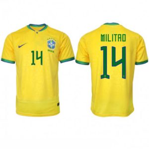 Brazilië Eder Militao #14 Thuis tenue Mensen WK 2022 Korte Mouw