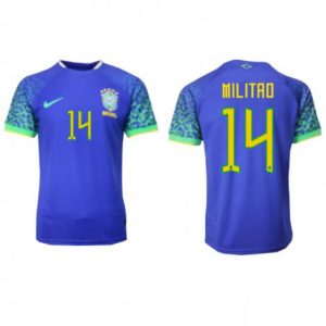 Brazilië Eder Militao #14 Uit tenue Mensen WK 2022 Korte Mouw