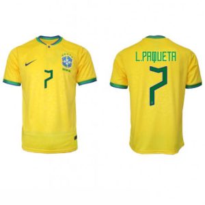 Brazilië Lucas Paqueta #7 Thuis tenue Mensen WK 2022 Korte Mouw