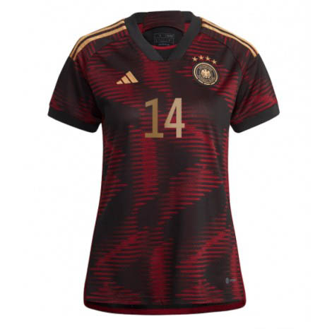 Dames Duitsland Jamal Musiala #14 Uit tenue WK 2022 Korte Mouw-1