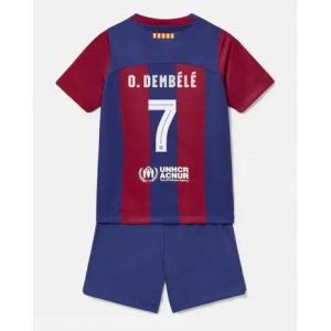 Kids Barcelona Ousmane Dembele #7 Thuis tenue 2023-24 Korte Mouw (+ Korte broeken)