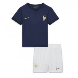 Kids Frankrijk Thuis tenue WK 2022 Korte Mouw (+ Korte broeken)