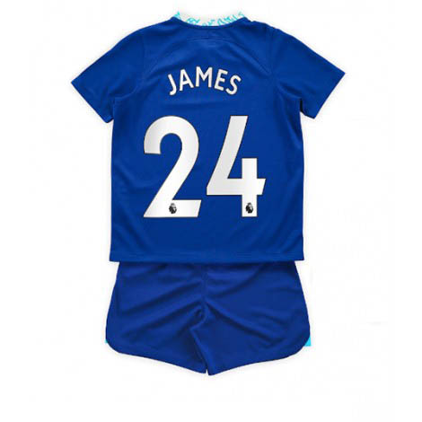 Kids Chelsea Reece James #24 Thuis tenue 2022-23 Korte Mouw (+ Korte broeken)