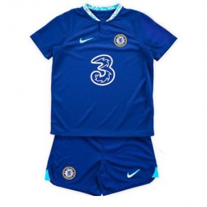 Kids Chelsea Thuis tenue 2022-23 Korte Mouw (+ Korte broeken)
