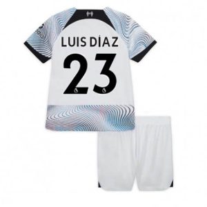 Kids Liverpool Luis Diaz #23 Uit tenue 2022-23 Korte Mouw (+ Korte broeken)