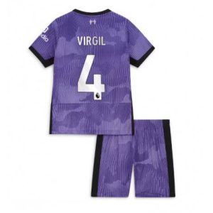 Kids Liverpool Virgil van Dijk #4 Derde tenue 2023-24 Korte Mouw (+ Korte broeken)
