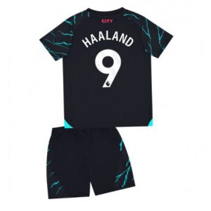 Kids Manchester City Erling Haaland #9 Derde tenue 2023-24 Korte Mouw (+ Korte broeken)