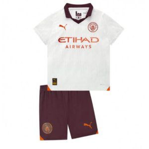 Kids Manchester City Uit tenue 2023-24 Korte Mouw (+ Korte broeken)