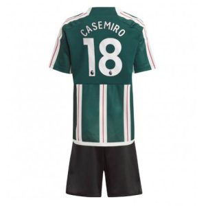 Kids Manchester United Casemiro #18 Uit tenue 2023-24 Korte Mouw (+ Korte broeken)