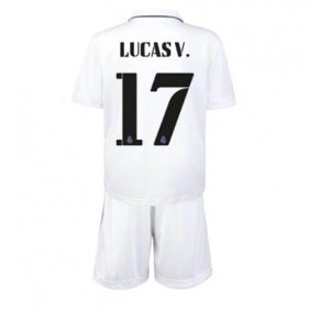 Kids Real Madrid Lucas Vazquez #17 Thuis tenue 2022-23 Korte Mouw (+ Korte broeken)