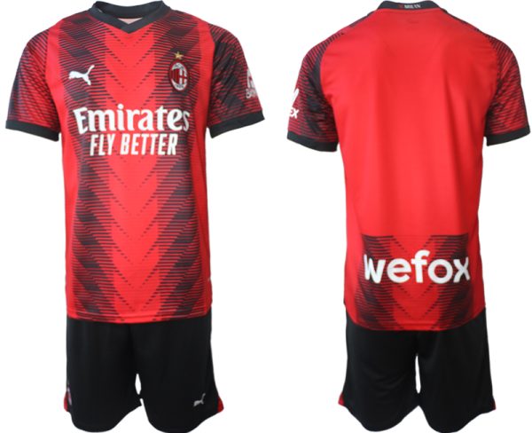 AC Milan Voetbalshirts Thuis tenue 2023-24 Korte Mouw (+ Korte broeken)