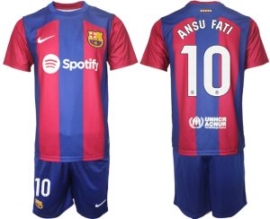 Ansu Fati #10 Barcelona Voetbalshirts Thuis tenue 2023-24 Korte Mouw (+ Korte broeken)