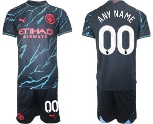 Any Name Manchester City Voetbalshirts Derde tenue 2023-24 Korte Mouw (+ Korte broeken)