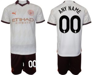 Any Name Manchester City Voetbalshirts Uit tenue 2023-24 Korte Mouw (+ Korte broeken)