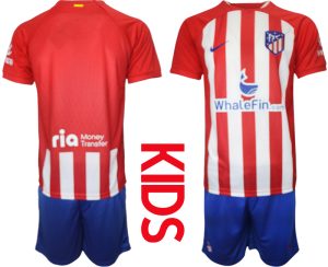 Atletico Madrid Voetbalshirts Thuis tenue 2023-24 Kids Korte Mouw (+ Korte broeken)