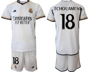 Aurelien Tchouameni #18 Real Madrid Thuis tenue 2023-24 Korte Mouw (+ Korte broeken)