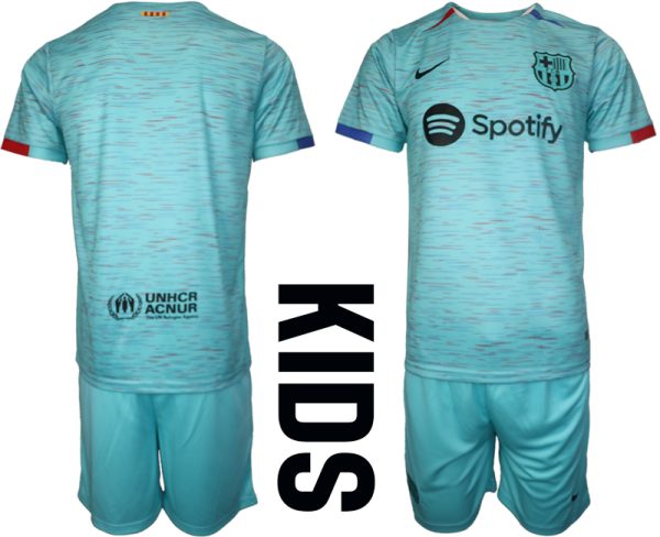 Barcelona Voetbalshirts Derde tenue 2023-24 Kids Korte Mouw (+ Korte broeken)