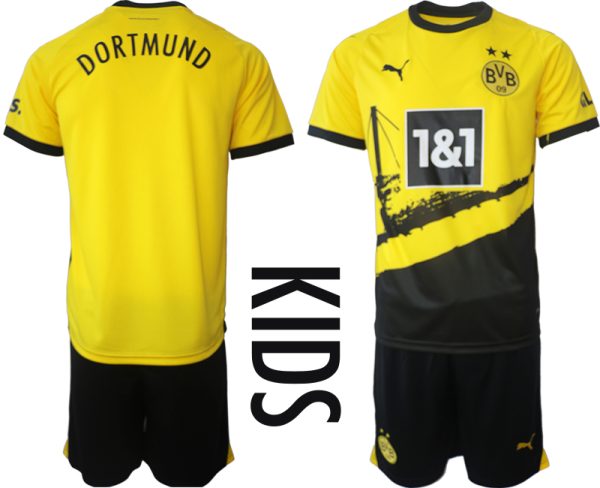 Borussia Dortmund Voetbalshirts Thuis tenue 2023-24 Kids Korte Mouw (+ Korte broeken)