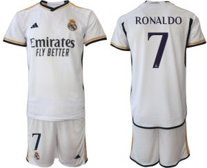 Cristiano Ronaldo #7 Real Madrid Thuis tenue 2023-24 Korte Mouw (+ Korte broeken)
