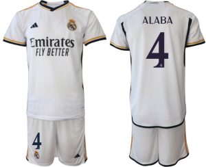 David Alaba #4 Real Madrid Thuis tenue 2023-24 Korte Mouw (+ Korte broeken)