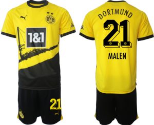 Donyell Malen #21 Borussia Dortmund Voetbalshirts Thuis tenue 2023-24 Korte Mouw (+ Korte broeken)