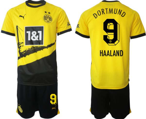 Erling Haaland #9 Borussia Dortmund Voetbalshirts Thuis tenue 2023-24 Korte Mouw (+ Korte broeken)