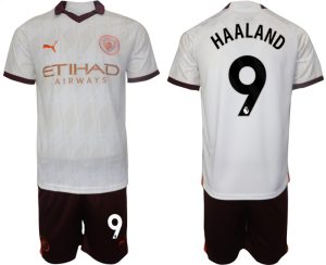 Erling Haaland #9 Manchester City Voetbalshirts Uit tenue 2023-24 Korte Mouw (+ Korte broeken)