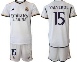 Federico Valverde #15 Real Madrid Thuis tenue 2023-24 Korte Mouw (+ Korte broeken)