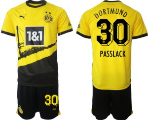 Felix Passlack #30 Borussia Dortmund Voetbalshirts Thuis tenue 2023-24 Korte Mouw (+ Korte broeken)