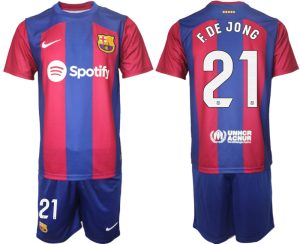 Frenkie de Jong #21 Barcelona Voetbalshirts Thuis tenue 2023-24 Korte Mouw (+ Korte broeken)