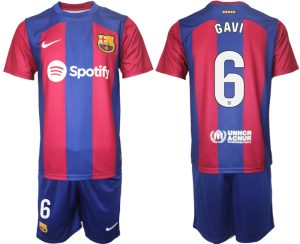 Gavi #6 Barcelona Voetbalshirts Thuis tenue 2023-24 Korte Mouw (+ Korte broeken)